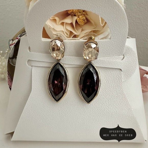 Alexis Bittar Navette Crystal Drop Post Earrings - Picture 1 of 13